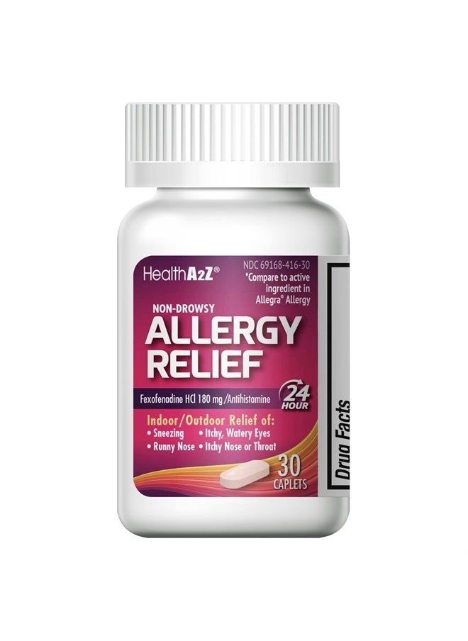 HealthA2Z Fexofenadine Hydrochloride 180mg, Antihistamine for Allergy Relief, Non-Drowsy, 24-Hour Antihistamine for Allergy Relief (30 Count (Pack of 1))  - Image 1