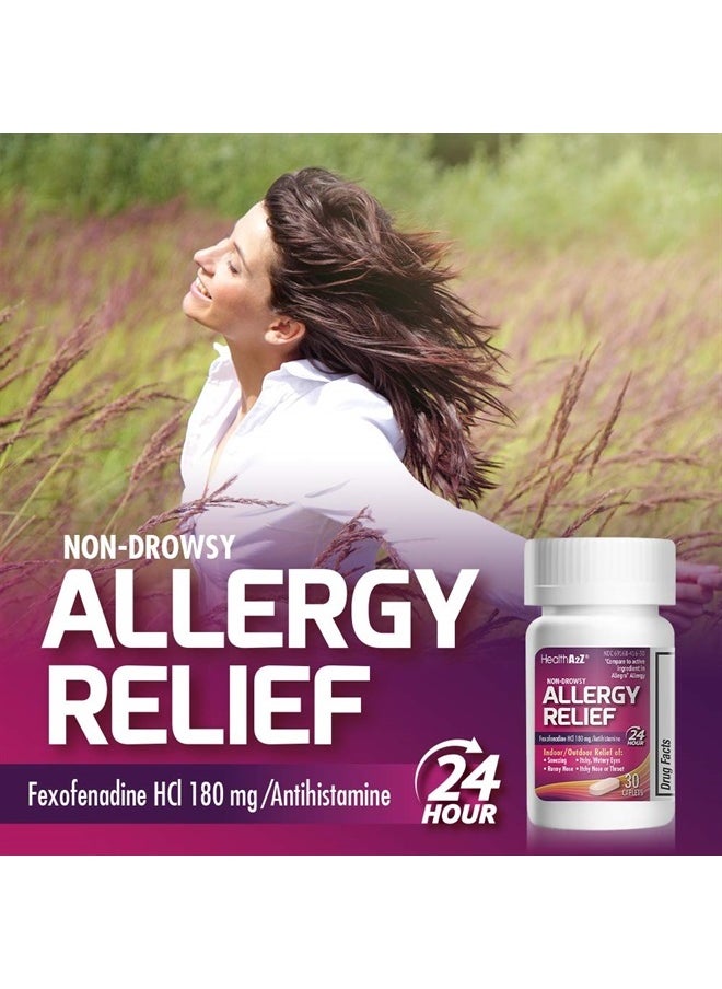 HealthA2Z Fexofenadine Hydrochloride 180mg, Antihistamine for Allergy Relief, Non-Drowsy, 24-Hour Antihistamine for Allergy Relief (30 Count (Pack of 1))  - Image 3