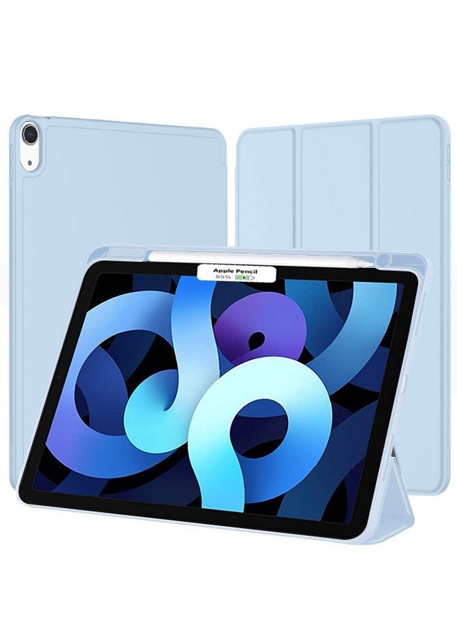 اليشمك جراب iPad Air 5th Generation Case 2022 / iPad Air 4th Generation Case 2020 10.9 بوصة مع حامل أقلام رصاص ، يدعم معرف اللمس والاستيقاظ / النوم التلقائي ، جراب ذكي ثلاثي الطي (أزرق سماوي) - Image 1