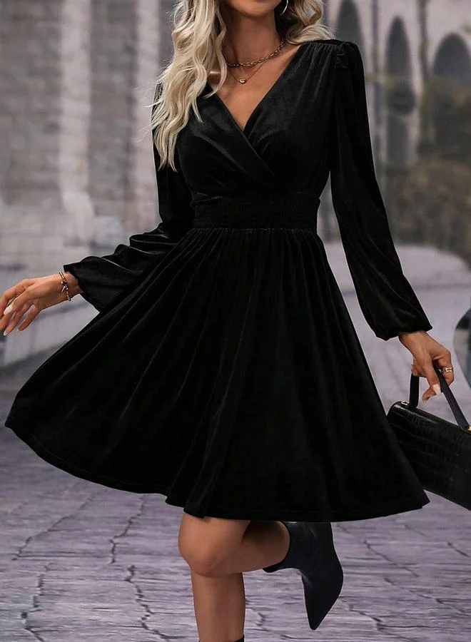 Take Two Women Black Velvet A-Line Mini Dress