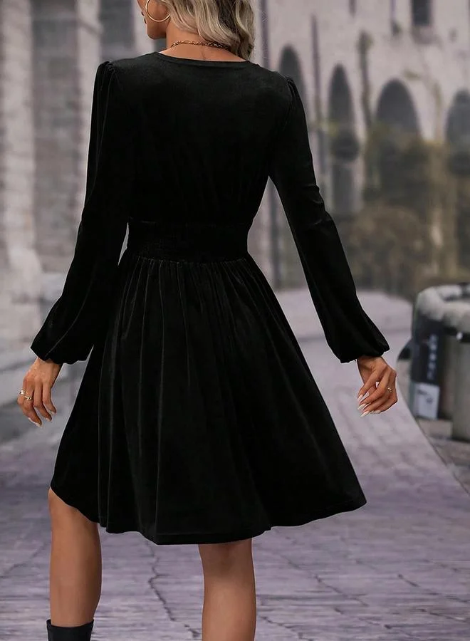 Take Two Women Black Velvet A-Line Mini Dress