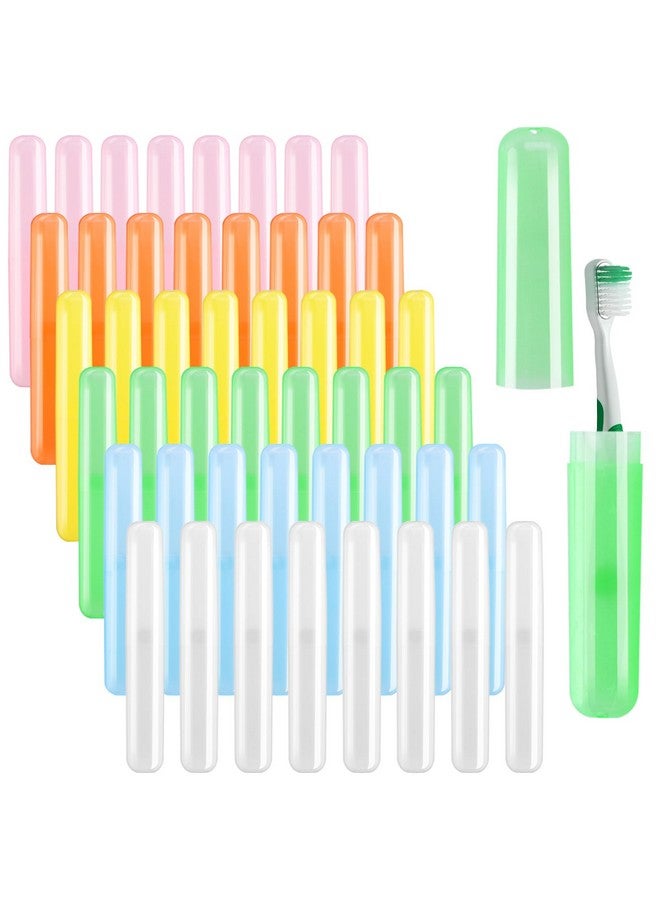 HOFASON 48PCS Large Travel Toothbrush Case Holder, Toothbrush Holders Bulk, Kids Classroom Plastic Pencil Case 8x1.2x0.8 inches, Portable Toothpaste Case Cover Protector for Travel Use (6 Colors) - Image 1