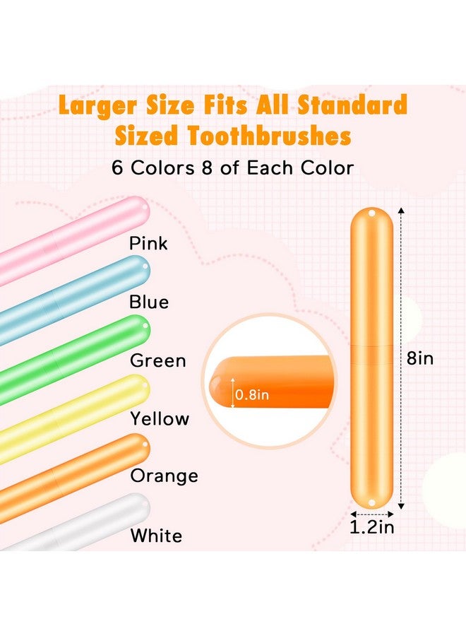 HOFASON 48PCS Large Travel Toothbrush Case Holder, Toothbrush Holders Bulk, Kids Classroom Plastic Pencil Case 8x1.2x0.8 inches, Portable Toothpaste Case Cover Protector for Travel Use (6 Colors) - Image 2