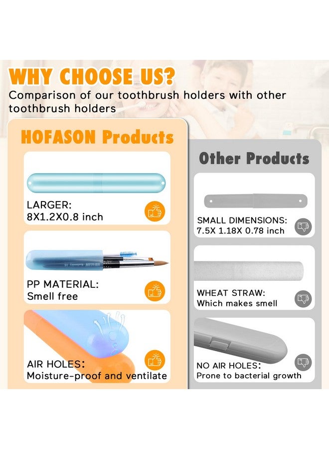 HOFASON 48PCS Large Travel Toothbrush Case Holder, Toothbrush Holders Bulk, Kids Classroom Plastic Pencil Case 8x1.2x0.8 inches, Portable Toothpaste Case Cover Protector for Travel Use (6 Colors) - Image 4