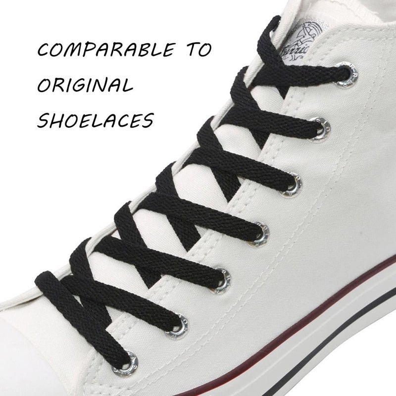 VSUDO 24" Flat Black Shoe Laces for Kids Sneakers, Short Shoelaces for Sneakers, Replacements Shoe Strings for Women or Men (1 Pair-Black-60CM) - Image 2