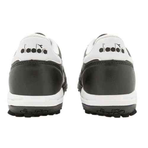 Diadora Calcetto LT Turf Soccer Shoes - Full Grain Leather, Enhanced Cushioning, Anti-Wear Rubber, Synthetic Turf, Optimal Traction and Stability, Black/White/White, 6 UK - Image 3