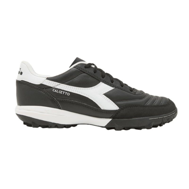 Diadora Calcetto LT Turf Soccer Shoes - Full Grain Leather, Enhanced Cushioning, Anti-Wear Rubber, Synthetic Turf, Optimal Traction and Stability, Black/White/White, 6 UK - Image 5