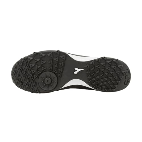 Diadora Calcetto LT Turf Soccer Shoes - Full Grain Leather, Enhanced Cushioning, Anti-Wear Rubber, Synthetic Turf, Optimal Traction and Stability, Black/White/White, 6 UK - Image 4