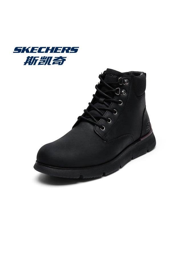 Skechers Men's Martin Boots Autumn Winter Work Shoes Comfortable Lightweight Breathable Casual Retro Bbk All Black Size 44