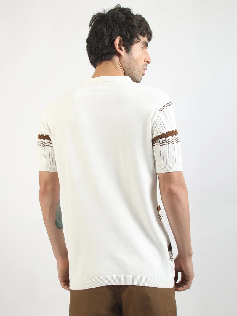 Maniac  Maniac Mens printed half slevee round neck green & white cotton t-shirt for Men | Best Price UAE