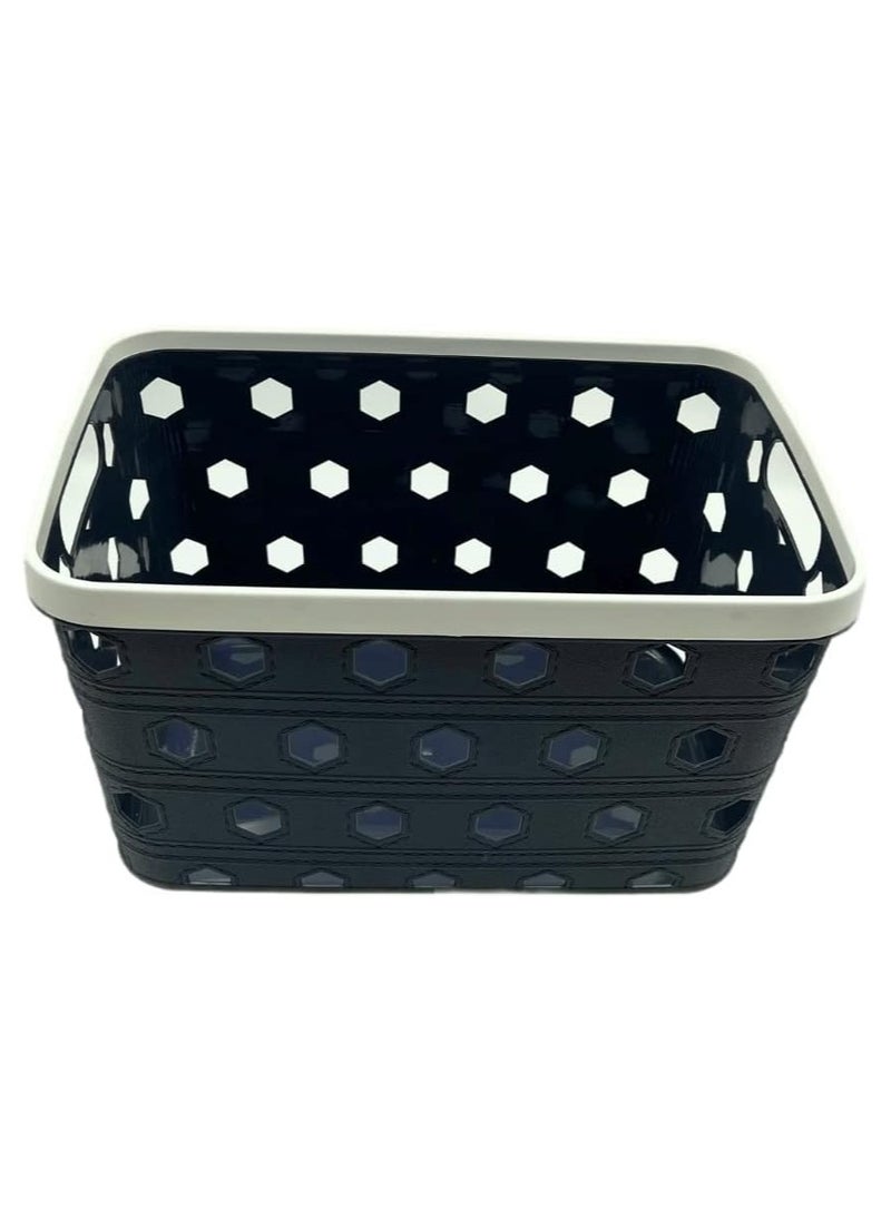 VIO 2 Pack Plastic Storage Basket Organizer Bin for Toys Toiletries Fruits Vegetables Dry Snacks Space Saving Utility Box for Nursery Playroom Bedroom Kitchen Home Bathroom Laundry Room Assorted  - Image 2