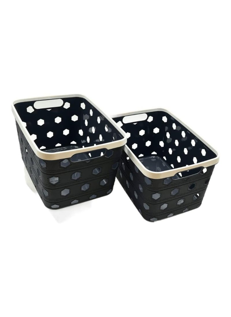 VIO 2 Pack Plastic Storage Basket Organizer Bin for Toys Toiletries Fruits Vegetables Dry Snacks Space Saving Utility Box for Nursery Playroom Bedroom Kitchen Home Bathroom Laundry Room Assorted  - Image 1