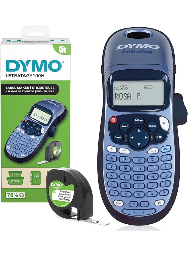 Dymo - Letratag Lt 100H Handheld Label Maker Abc Keyboard Label Printer With Easy To Use 13 Character Lcd Screen For Home Or Office Blue - Image 1