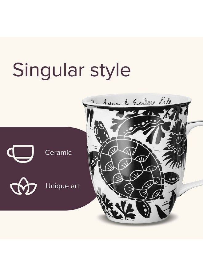 Karma Gifts 16 oz Black and White Boho Mug Sea Turtle - Cute Coffee and Tea Mug - Ceramic Coffee Mugs for Women and Men, 1 Count (Pack of 1) - Image 3