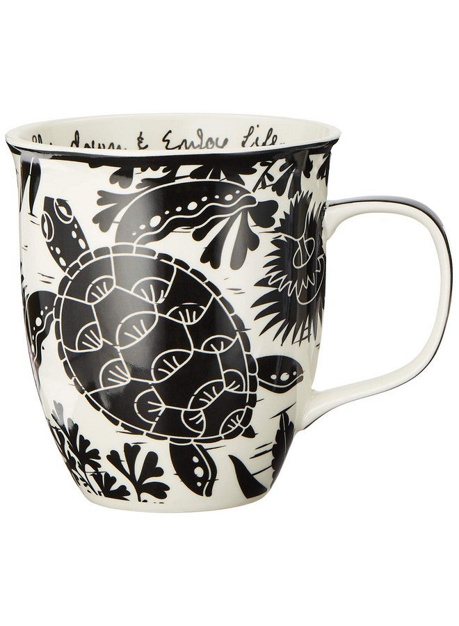 Karma Gifts 16 oz Black and White Boho Mug Sea Turtle - Cute Coffee and Tea Mug - Ceramic Coffee Mugs for Women and Men, 1 Count (Pack of 1) - Image 1