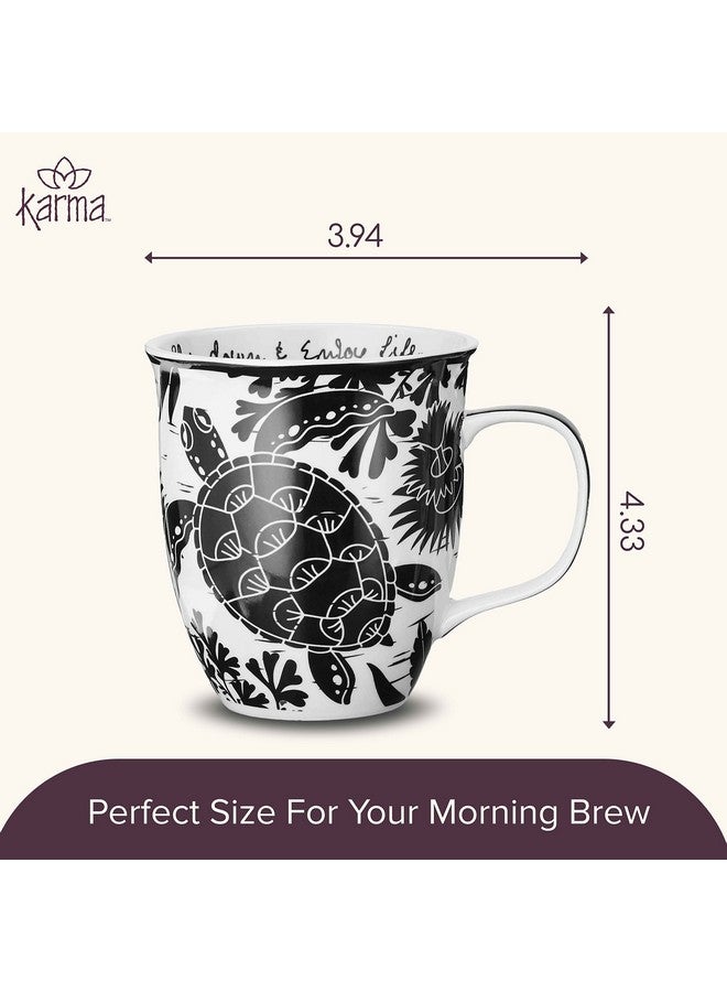 Karma Gifts 16 oz Black and White Boho Mug Sea Turtle - Cute Coffee and Tea Mug - Ceramic Coffee Mugs for Women and Men, 1 Count (Pack of 1) - Image 5