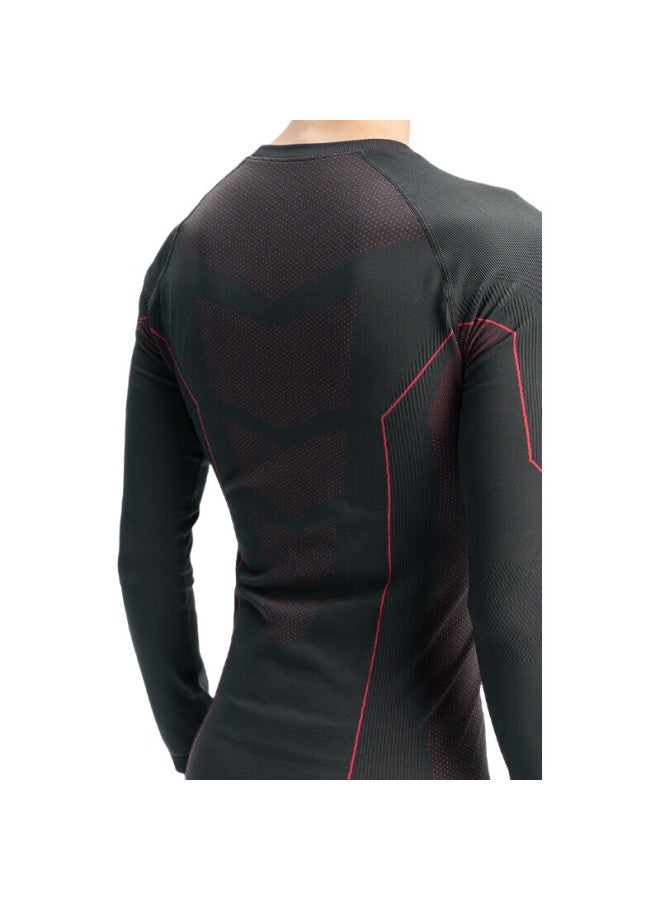 UTO Quick-Dry Compression Base Layer For Men, Functional Underwear For Skiing, Hiking, Outdoor Sports, Warm Set, Black Wine Red, Size L - Image 1
