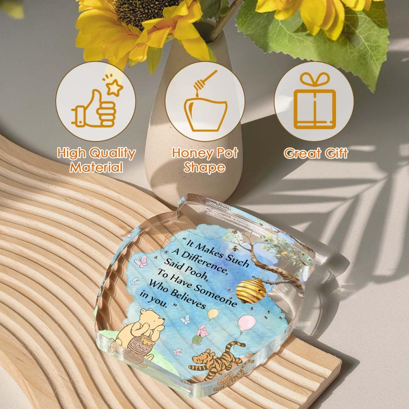 TAGDANK Hunny Pot Shape Acrylic Desk Decor Bear Friendship Gifts For Women Inspirational Gifts  Pooh Quotes Desk Sign Decor  Birthday Gifts Graduation Gifts For Women Best Friend Mom Sister - 01 - Image 3