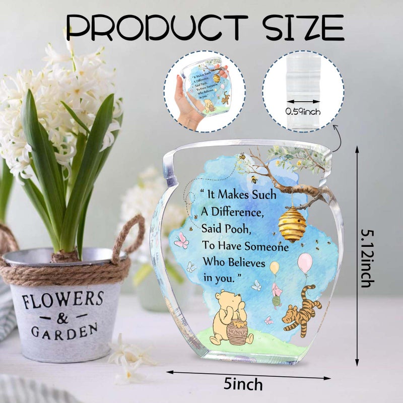 TAGDANK Hunny Pot Shape Acrylic Desk Decor Bear Friendship Gifts For Women Inspirational Gifts  Pooh Quotes Desk Sign Decor  Birthday Gifts Graduation Gifts For Women Best Friend Mom Sister - 01 - Image 2