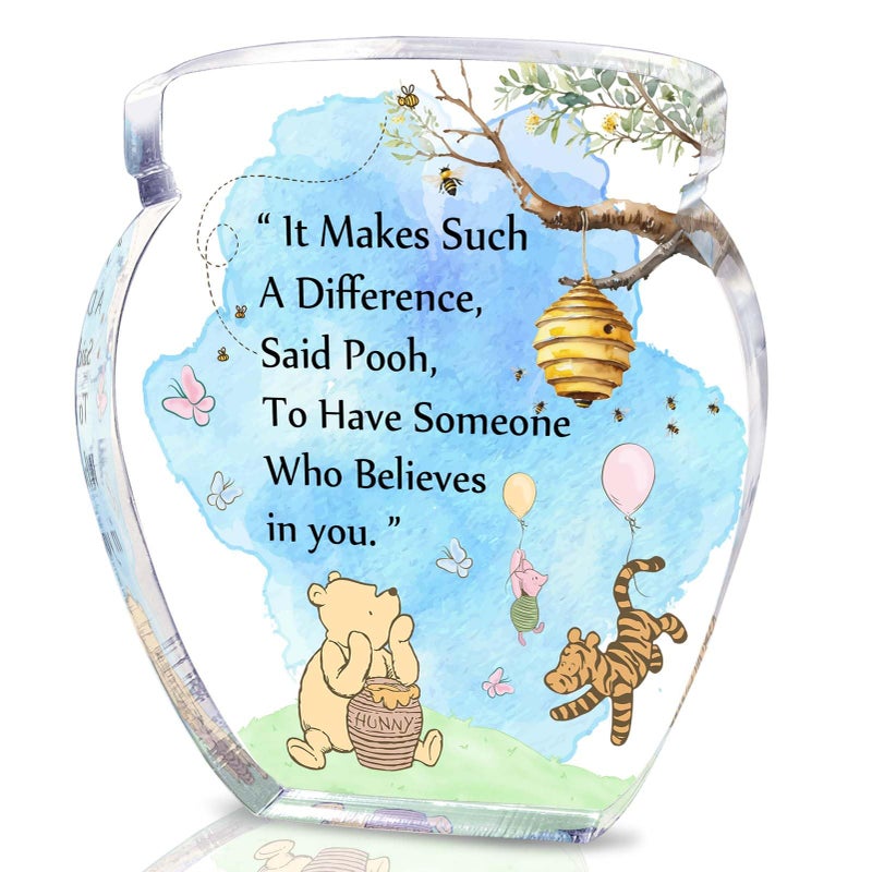 TAGDANK Hunny Pot Shape Acrylic Desk Decor Bear Friendship Gifts For Women Inspirational Gifts  Pooh Quotes Desk Sign Decor  Birthday Gifts Graduation Gifts For Women Best Friend Mom Sister - 01 - Image 1