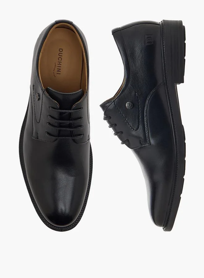 دوتشيني Men Lace-Up Leather Derby Shoes