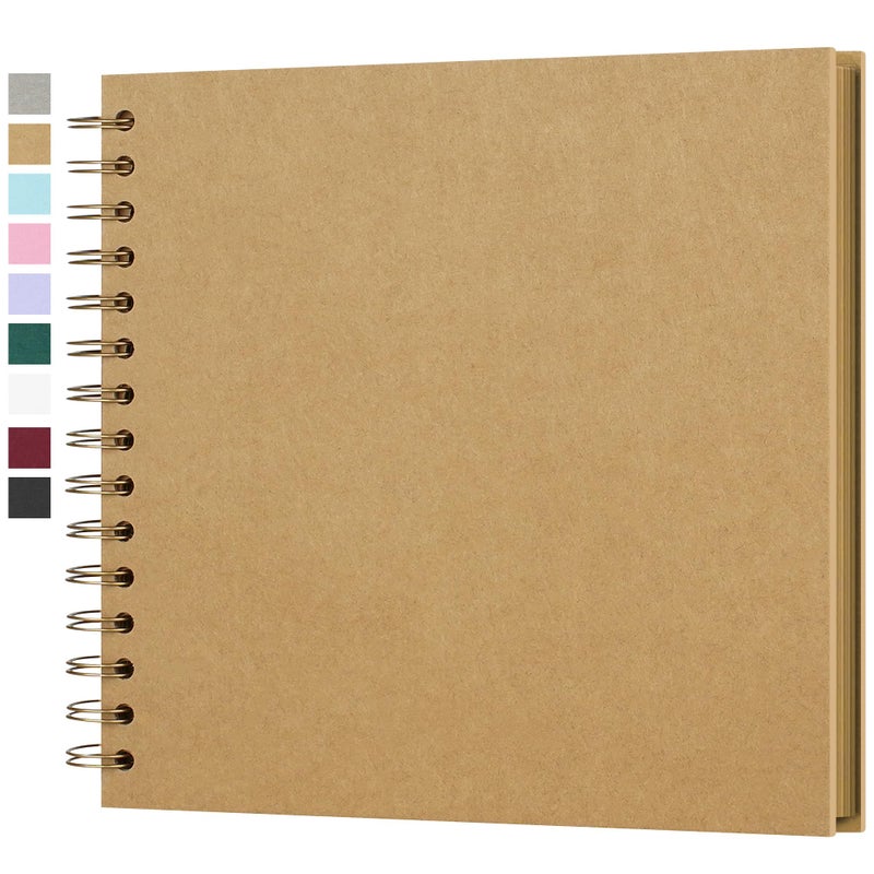 Yopih 8 x 8 Inch DIY Scrapbook Photo Album Hardcover Kraft Blank Page Acid-Free 40 Pages (20 Sheets) Memory Book for Wedding Anniversaries Family Baby Memories Small Scrapbooking Projects, Yellow - Image 1