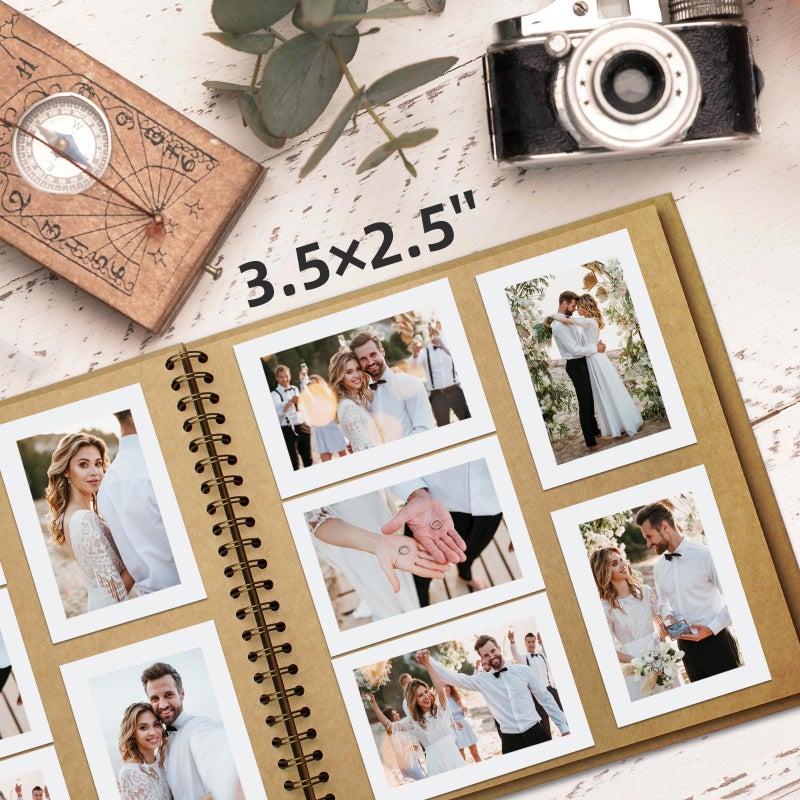 Yopih 8 x 8 Inch DIY Scrapbook Photo Album Hardcover Kraft Blank Page Acid-Free 40 Pages (20 Sheets) Memory Book for Wedding Anniversaries Family Baby Memories Small Scrapbooking Projects, Yellow - Image 3