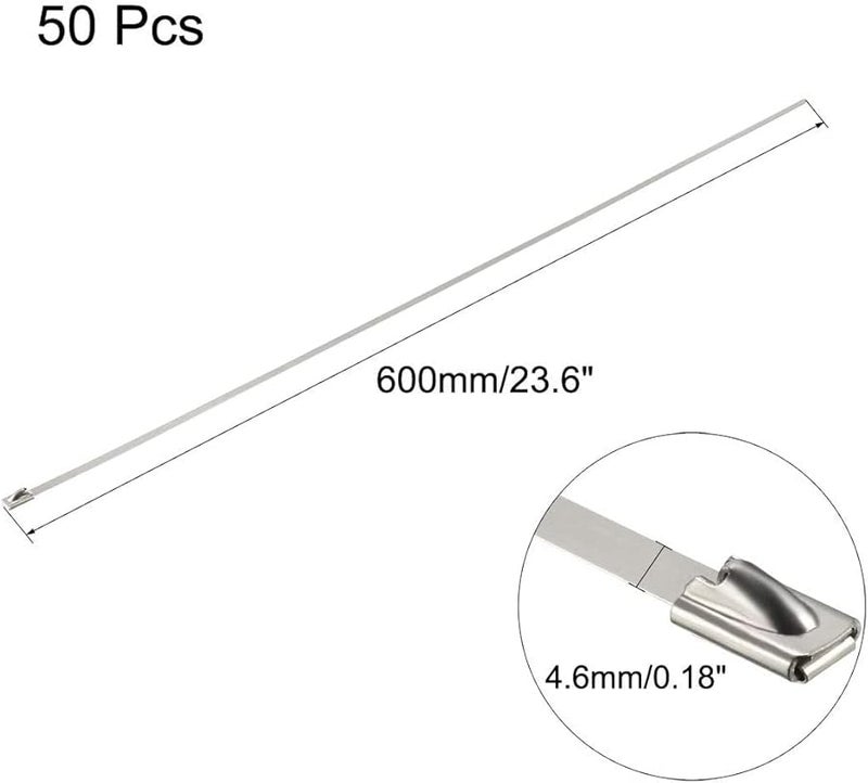24 بوصة كابل الفولاذ المقاوم للصدأ أربطة الربط 50 قطعة معدن العادم التفاف متعدد الأغراض - Image 3