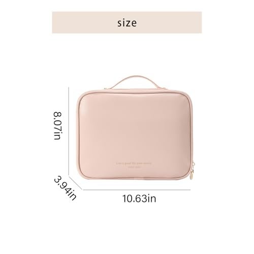 RIGHT AWAY Travel Toiletry Bag for Women, Makeup Bag& Cases, Waterproof Makeup Organizer Cosmetic Bag with Compartments,Portable Make Up Bag for Travel Size Toiletries,Skincare,Brushes Set,Pink - Image 2