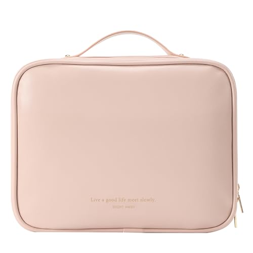 RIGHT AWAY Travel Toiletry Bag for Women, Makeup Bag& Cases, Waterproof Makeup Organizer Cosmetic Bag with Compartments,Portable Make Up Bag for Travel Size Toiletries,Skincare,Brushes Set,Pink - Image 1