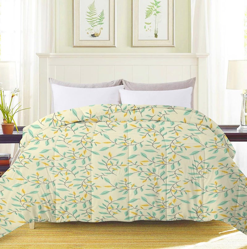 VAS COLLECTIONS 220 GSM ميكروفايبر عاكس لحاف تكييف | كويت | بطانية | لحاف لسرير ملكي مزدوج 180Tc (230X250 سم، أخضر فاتح وأصفر) - Image 4