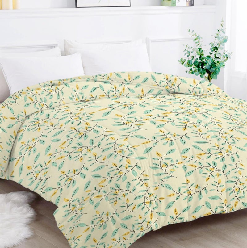 VAS COLLECTIONS 220 GSM ميكروفايبر عاكس لحاف تكييف | كويت | بطانية | لحاف لسرير ملكي مزدوج 180Tc (230X250 سم، أخضر فاتح وأصفر) - Image 2