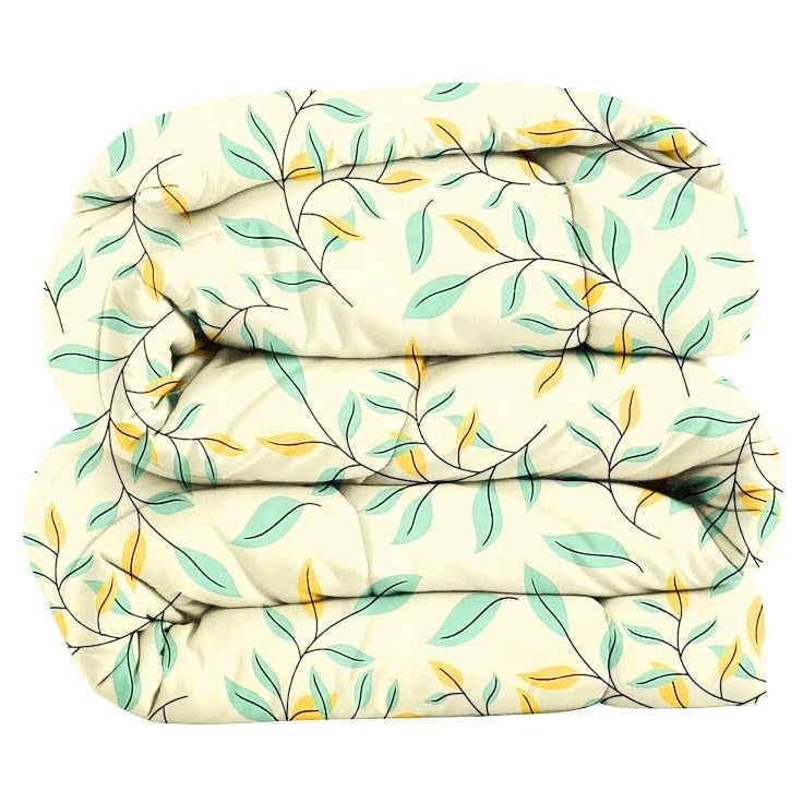 VAS COLLECTIONS 220 GSM ميكروفايبر عاكس لحاف تكييف | كويت | بطانية | لحاف لسرير ملكي مزدوج 180Tc (230X250 سم، أخضر فاتح وأصفر) - Image 5