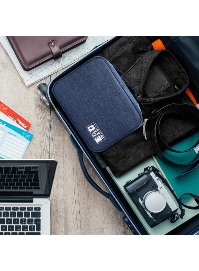 Big Travel Universal Cable Organizer Waterproof Carrying Bag, Gadgets Electronics Accessories Storage Case for Charger, USB Cables, Earphone, Ipad Mini, Phone, SD Card, Power Bank (Gery) - Image 4