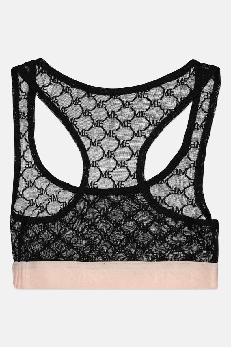 MISSY EMPIRE Women Non Padded Mesh Bralette, Black - Image 2