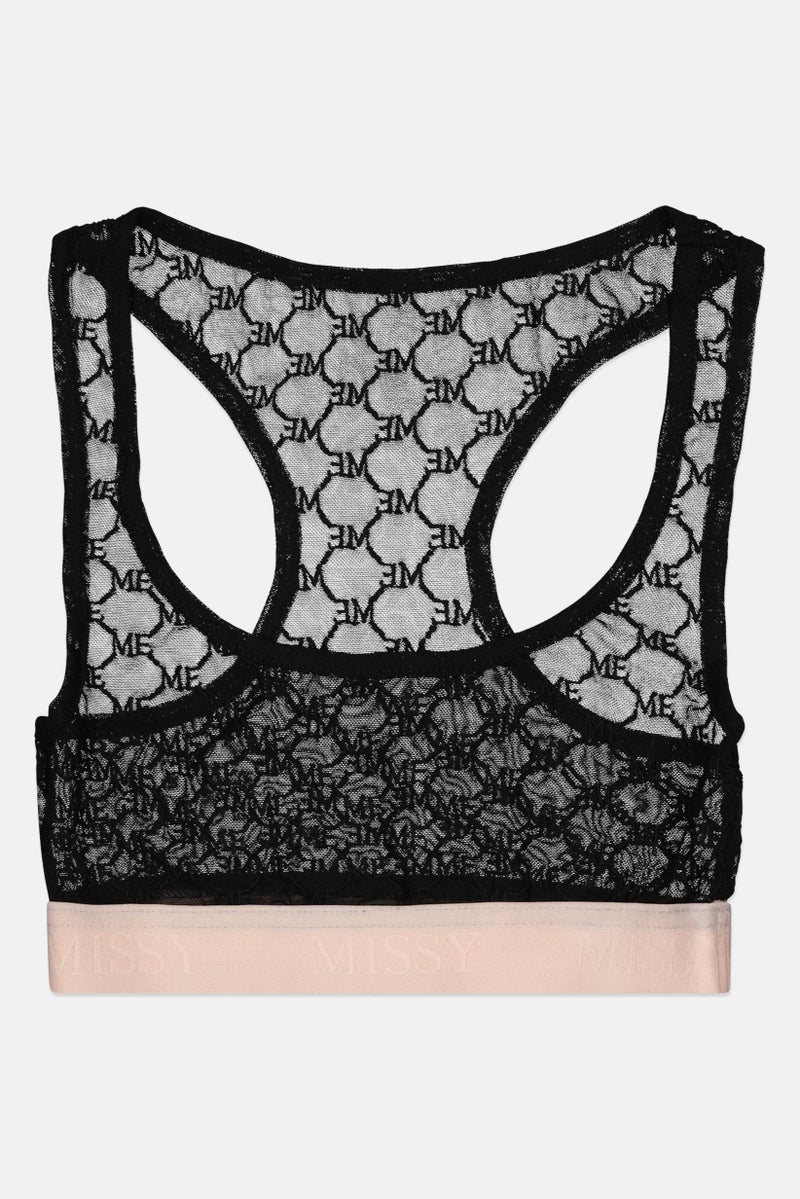 MISSY EMPIRE Women Non Padded Mesh Bralette, Black - Image 1