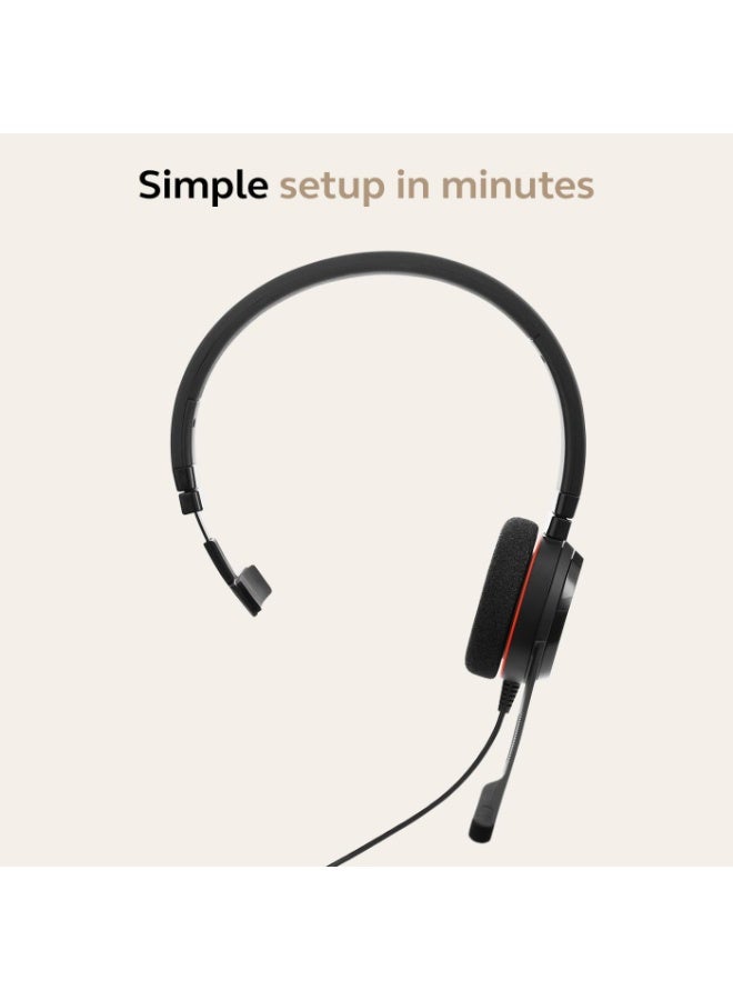جابرا سماعة Jabra Evolve 20 USB-C / USB-A MS أحادية، سلكية على الأذن مع ميكروفون لإلغاء الضوضاء، معتمدة من مايكروسوفت، إلغاء الضوضاء السلبي، مكبر صوت 28 مم، كابل بطول 2.15 متر، خفيفة الوزن 104 جرام، مثالية للمكتب والاجتماعات عبر الإنترنت | 4993-823-169 - Image 4