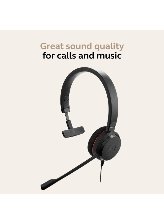 جابرا سماعة Jabra Evolve 20 USB-C / USB-A MS أحادية، سلكية على الأذن مع ميكروفون لإلغاء الضوضاء، معتمدة من مايكروسوفت، إلغاء الضوضاء السلبي، مكبر صوت 28 مم، كابل بطول 2.15 متر، خفيفة الوزن 104 جرام، مثالية للمكتب والاجتماعات عبر الإنترنت | 4993-823-169 - Image 2
