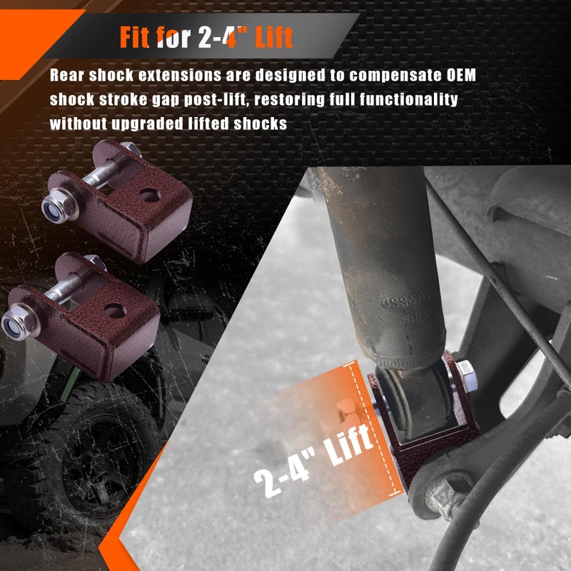FlexHitch 3" Front + 2" Rear Leveling Lift Kits for 2009-2018 Ram 1500 4WD with 2-4" Rear Shock Extensions(2 pcs), 3 Inch Lift Front Strut Spacers and 2 Inch Rear Lift Spacer - Image 3