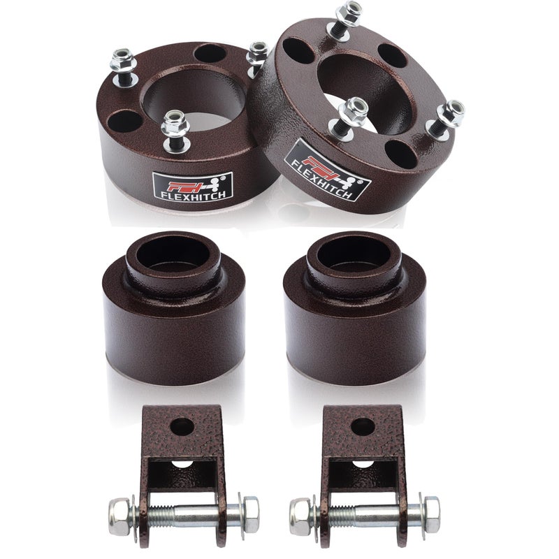 FlexHitch 3" Front + 2" Rear Leveling Lift Kits for 2009-2018 Ram 1500 4WD with 2-4" Rear Shock Extensions(2 pcs), 3 Inch Lift Front Strut Spacers and 2 Inch Rear Lift Spacer - Image 1