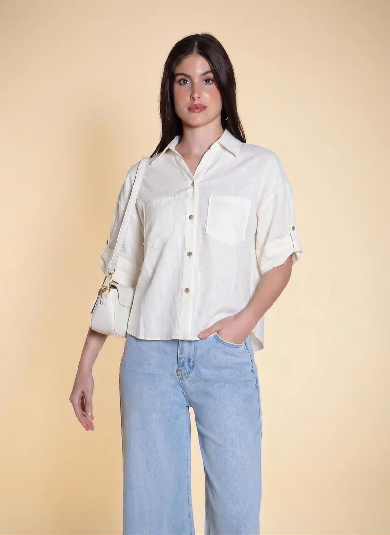 شايبس LINEN BLEND SHIRT WITH POCKETS