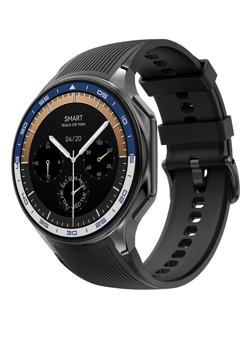 RollsTimi  Men's smart watch 1.43 AMOLED HD screen Bluetooth call watch IP68 waterproof daily wear watch activity tracker heart rate monitor sports and fitness watch, Watch DT Watch X black tape smart watch  - Image 1
