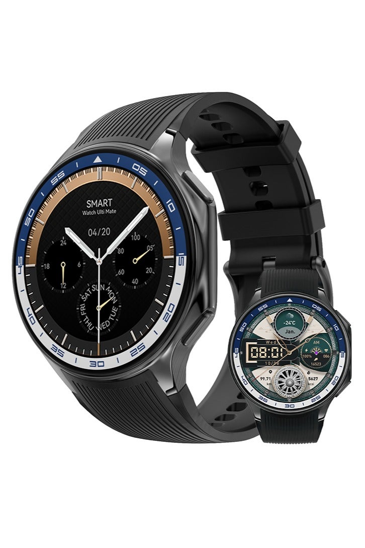 RollsTimi  Men's smart watch 1.43 AMOLED HD screen Bluetooth call watch IP68 waterproof daily wear watch activity tracker heart rate monitor sports and fitness watch, Watch DT Watch X black tape smart watch - Image 1