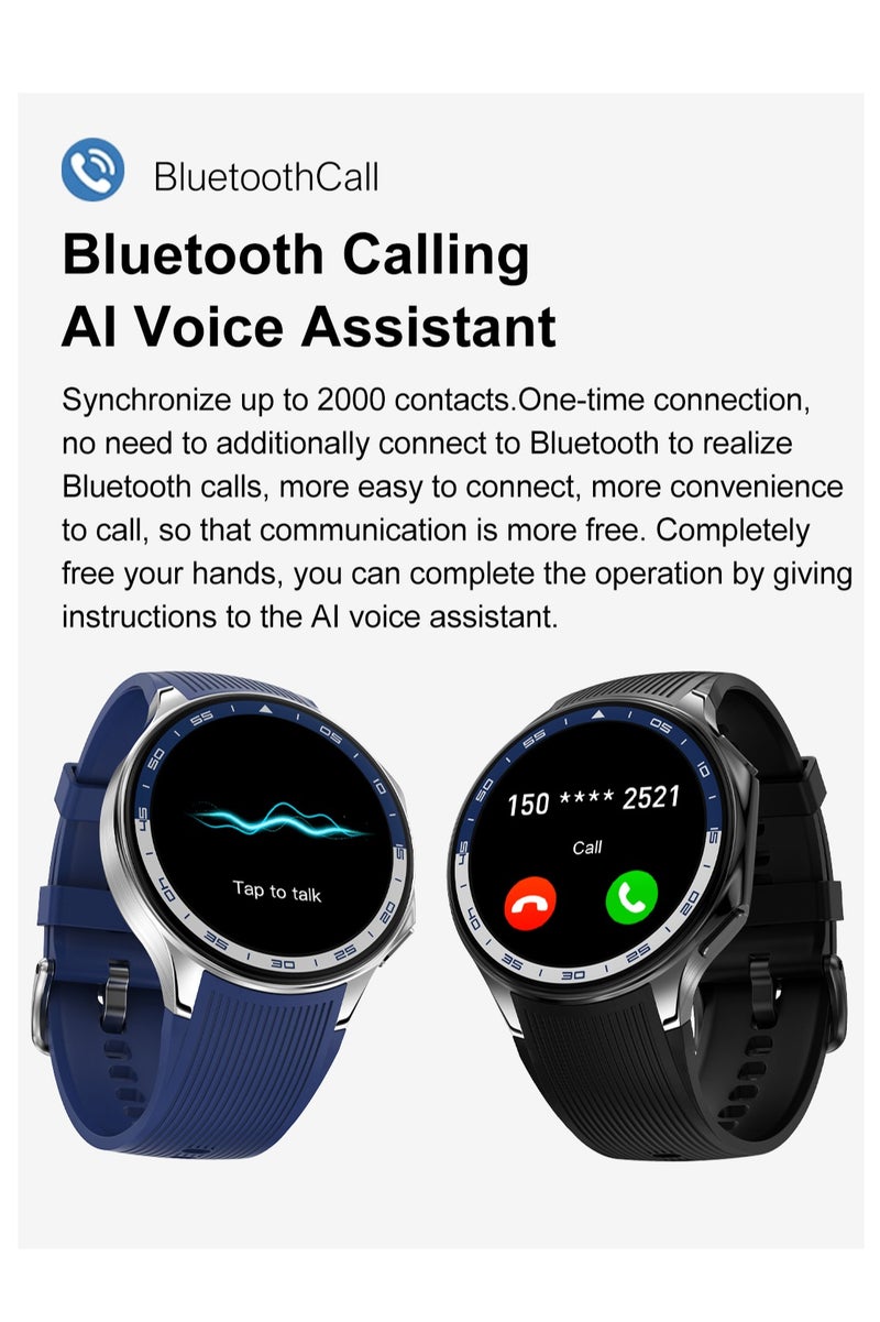 RollsTimi  Men's smart watch 1.43 AMOLED HD screen Bluetooth call watch IP68 waterproof daily wear watch activity tracker heart rate monitor sports and fitness watch, Watch DT Watch X black tape smart watch - Image 3