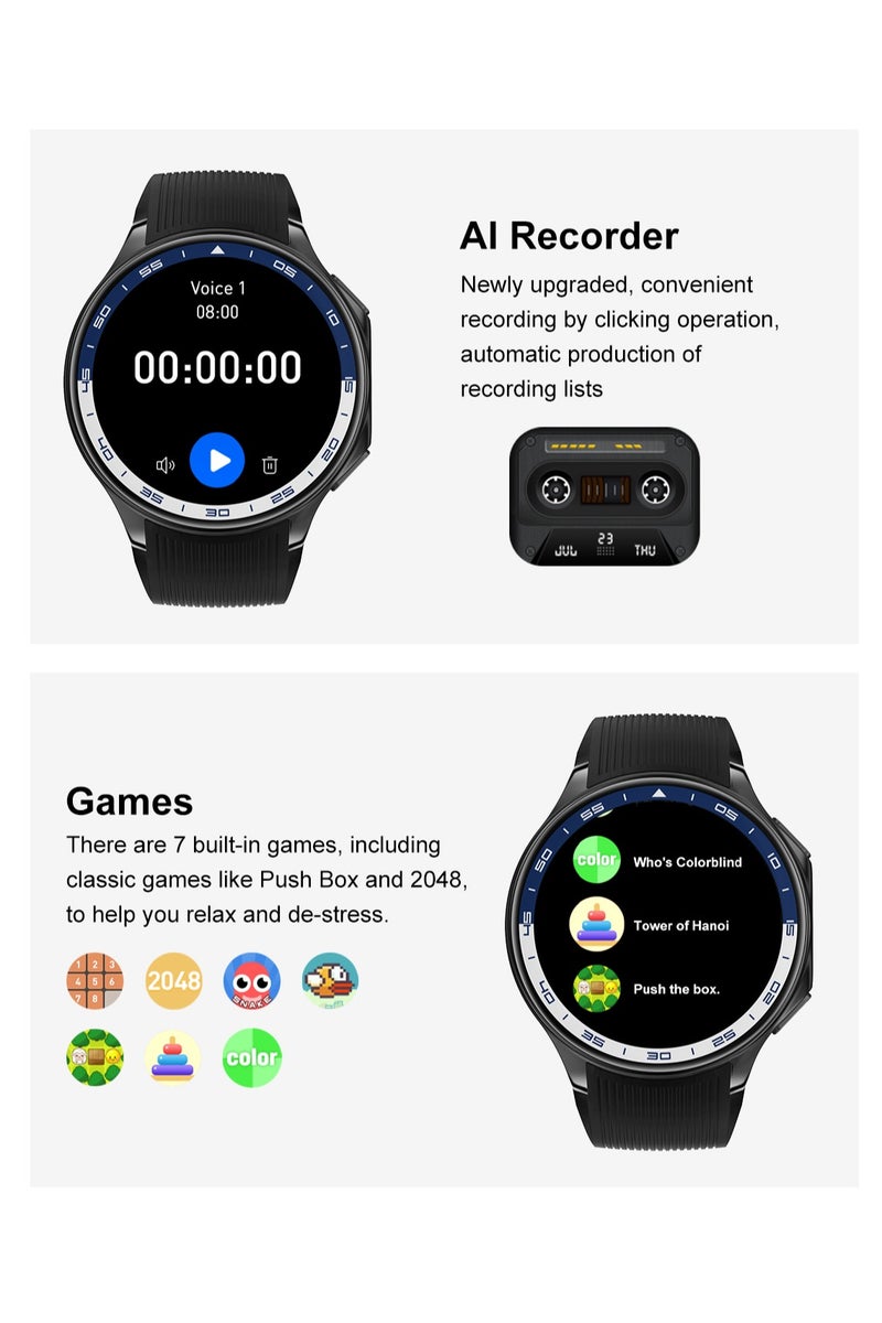 RollsTimi  Men's smart watch 1.43 AMOLED HD screen Bluetooth call watch IP68 waterproof daily wear watch activity tracker heart rate monitor sports and fitness watch, Watch DT Watch X black tape smart watch - Image 4