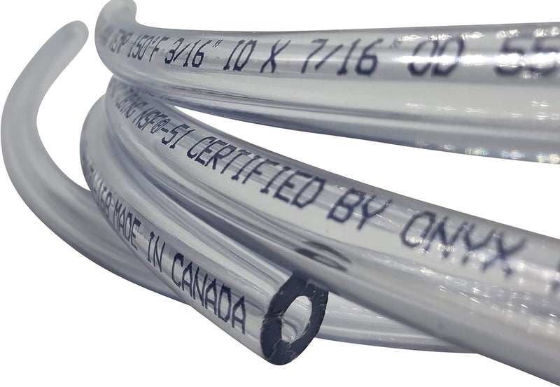 UbrewUsa 3/16" ID (5 mm) 7/16" OD (11 mm) Food Safe Certified (NSF 51) Vinyl PVC tubing Multipurpose Food Grade Beer Brewing Line Clear Tubing, Kegerator, Wine Making, Aquaponics, Air Hose (10 Feet) - Image 1