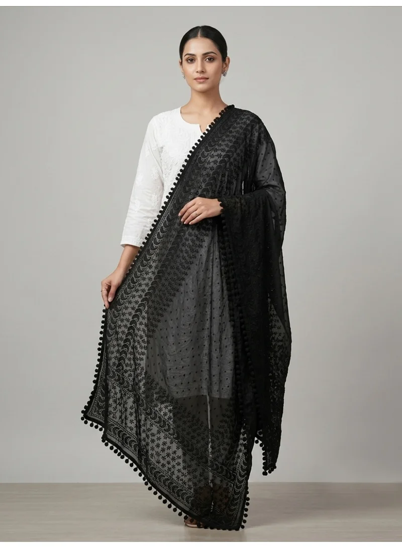 Women Embroidered Georgette Dupatta-AL3721