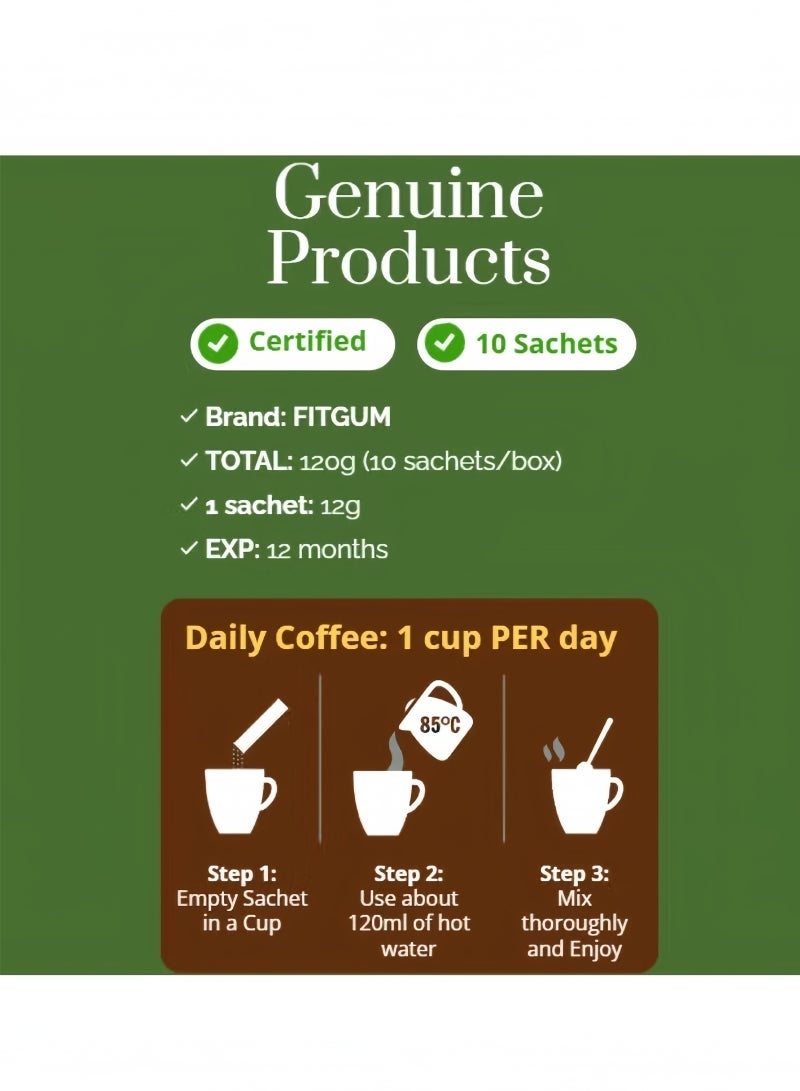 فيتجوم 20X قهوة الكولاجين والشيّا - 100% عضوي، مع الجلوتاثيون والفيتامينات من 8 فواكه، قهوة للتنحيف وإزالة السموم، كولاجين غلوتا بريميوم (12 غرام * 10 أكياس) - Image 5