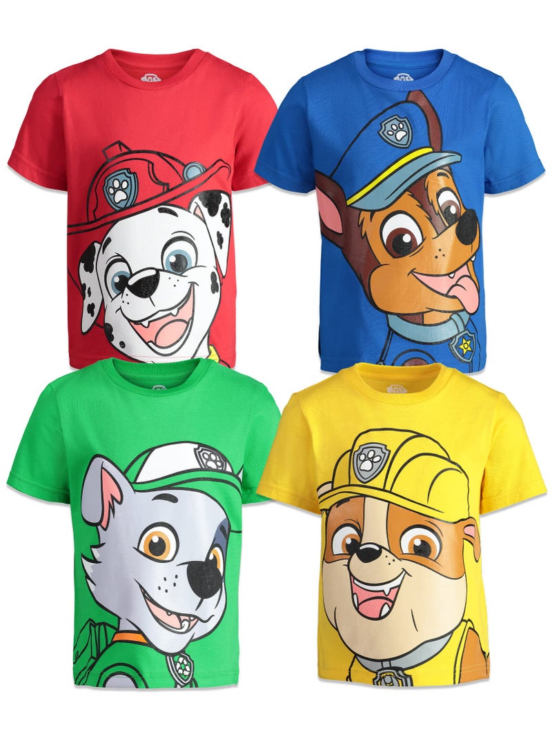 Nickelodeon Paw Patrol Marshall Rubble Rocky Chase Little Boys 4 Pack Graphic T-Shirts Chase, Marshall, Rubble & Rocky 6 - Image 1
