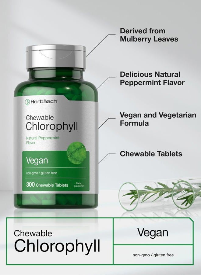Horbäach Chlorophyll Pills | 300 Chewable Tablets | Natural Peppermint Flavor | Vegan, Non-GMO & Gluten Free Supplement - Image 4